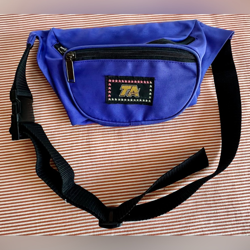 VTG TA Fanny Pack Surf Style Purple Nylon Neon Waterproof Retro 90’s Adjustable